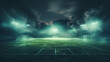Textured soccer game field with neon fog