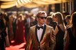 a male celebrity walking the red carpet bokeh style background