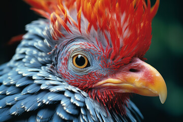 Leinwandbilder - A close-up portrait highlighting the intricate details of a bird's plumage, showcasing the stunning patterns and textures of tropical avian beauty.