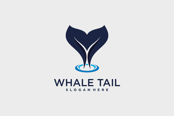 Wall Mural - Whale tail logo design vector illustration with creative idea