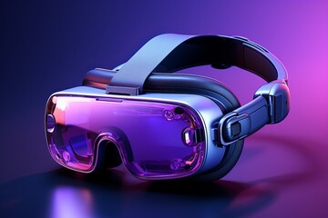 Virtual Reality Icon for VR Content Editing Software, on an isolated VR Purple background, Generative AI