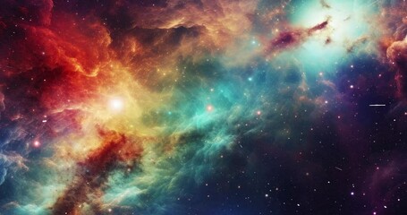 nebula with colorful galaxies and flying stars in outer space. science fiction