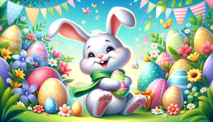 Wall Mural - Cute Easter bunny