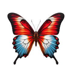 Wall Mural - Butterfly carved on a transparent background. Butterfly in red and white colors as a concept for nature and insect protection. A design element to be inserted into a design or project.