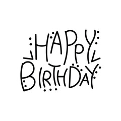 Sticker - Handwritten modern brush lettering of Happy Birthday text on white background. Hand drawn typography design.