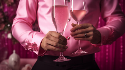 Wall Mural - person holding a glass of proseco