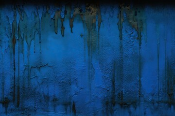 Wall Mural - header website baner web drips paint background blue dark texture paint cracked wall painted metal blue old