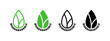 Biodegradable. Leaf icons. Icons of reusable plastic bio packaging. Vector icons