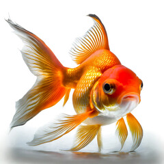 Wall Mural - gold fish isolated on white cutout