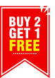 Buy two get one free tag label, buy 2 get 1 free banner