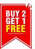 Fototapeta  - Buy two get one free tag label, buy 2 get 1 free banner