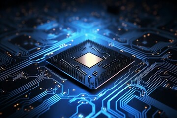 Circuit board. Technology background. Central Computer Processors CPU concept. Motherboard digital chip. generative ai.