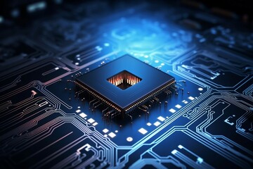 Wall Mural - Circuit board. Technology background. Central Computer Processors CPU concept. Motherboard digital chip. generative ai.