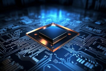 Wall Mural - Circuit board. Technology background. Central Computer Processors CPU concept. Motherboard digital chip. generative ai.