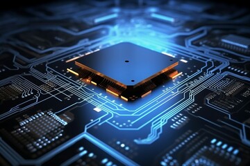 Wall Mural - Circuit board. Technology background. Central Computer Processors CPU concept. Motherboard digital chip. generative ai.