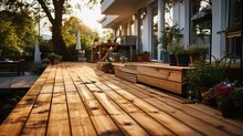 Building A Wooden Terrace Step By Step. Generative AI.