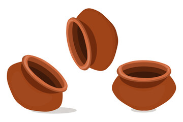 vector of clay pots isolated on white background. Eps 10.