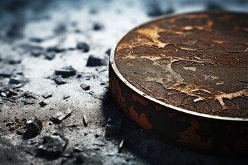 Hockey puck texture on background