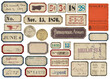 © patila - Set of vintage grungy paper labels and tickets with numbers and stamps for Scrapbooking and Junk Journals
