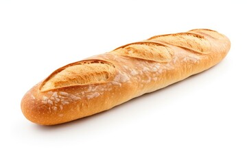 Wall Mural - Freshly baked baguette bread on white background with work path.