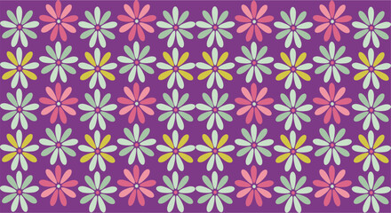 Wall Mural - purple background with several flowers