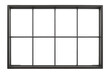 black window frame with a grid design