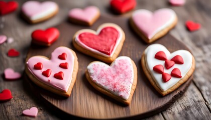 Canvas Print - heart shaped cookies valentine background 