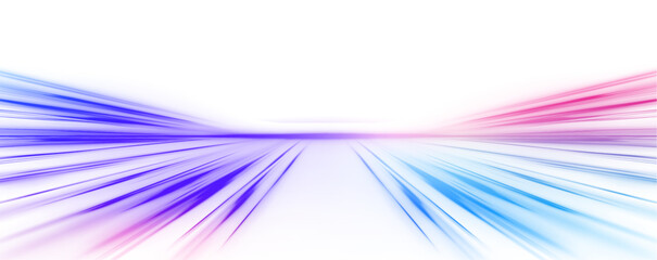 Fototapete - Abstract neon light rays background. A colorful motion background of city light trails. Vector PNG.