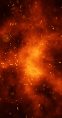 Wall Mural - realistic dark fire flames with sparks vertical illustration background.
