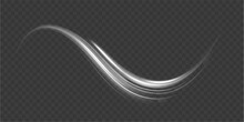 Luminous White Lines Of Speed. Twist White Line. Light Trail Wave, Fire Path Trace Line And Incandescence Curve Twirl. Abstract Motion Lines.	