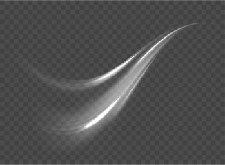 Wall Mural - White shiny sparks of spiral wave. Imitation of the exit of cold air from the air conditioner. Vector illustration stream of fresh wind png.	