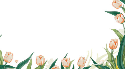 Canvas Print - Tulip pattern, flower mail letter border frame. Generative AI. Transparent background