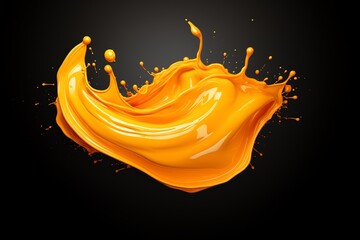 a yellow paint splashing in a black background