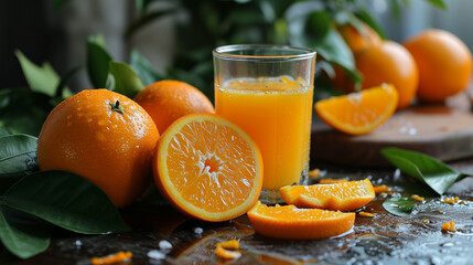 Poster - orange juice and oranges