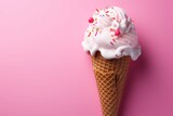 Fototapeta  - Ice cream elegance top down view on a charming pink background