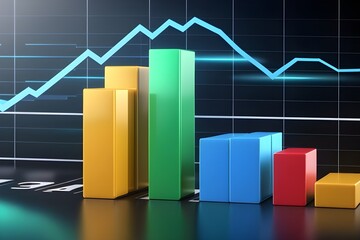 Wall Mural - bar chart symbolizing economic growth and wealth creation, generative ai, background image