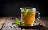 Fototapeta  - Capture the essence of Moroccan Mint Tea in a mouthwatering food photography shot