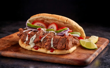 Canvas Print - Capture the essence of Doner Kebab in a mouthwatering food photography shot