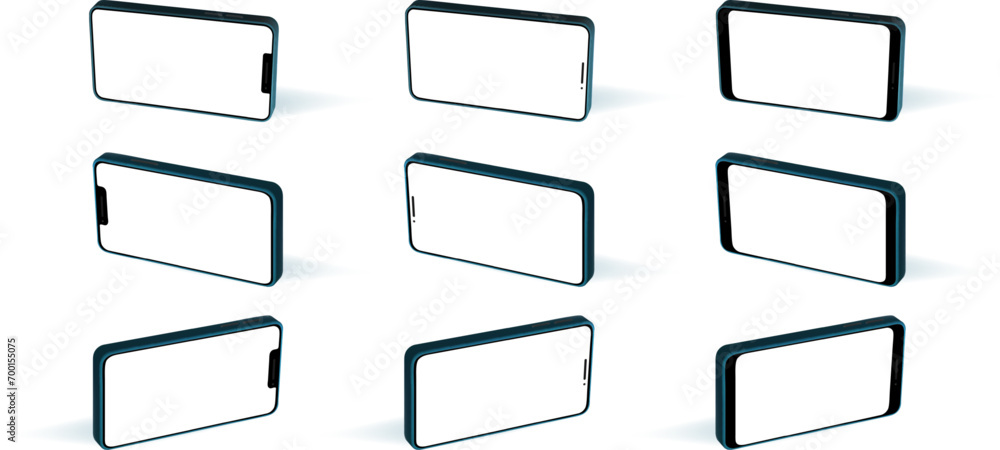 Horizontal rotation iphone angle mockup. Smart phone mobile interface ...
