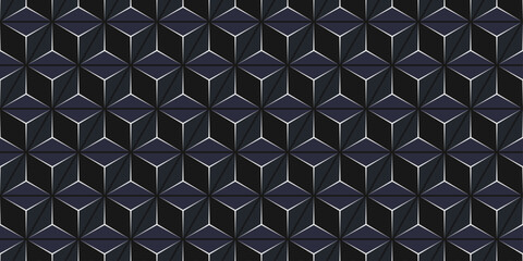 Fototapete - Pattern of dark 3D cubes. Vector repeating pattern of cubes.
