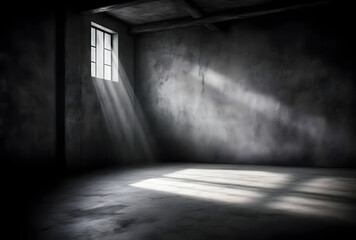 Poster - Dark concrete empty room. Modern architecture design. Dark Concrete Wall Architecture