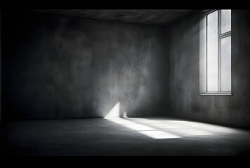 Poster - Dark concrete empty room. Modern architecture design. Dark Concrete Wall Architecture