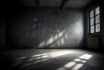 Poster - Dark concrete empty room. Modern architecture design. Dark Concrete Wall Architecture