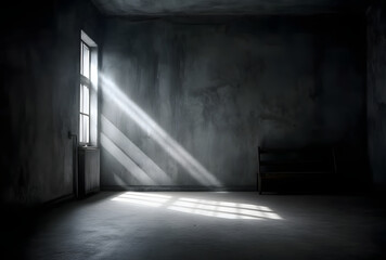 Poster - Dark concrete empty room. Modern architecture design. Dark Concrete Wall Architecture