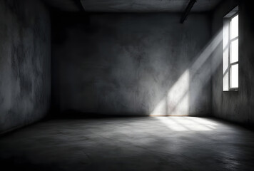 Poster - Dark concrete empty room. Modern architecture design. Dark Concrete Wall Architecture