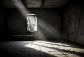 Poster - Dark concrete empty room. Modern architecture design. Dark Concrete Wall Architecture