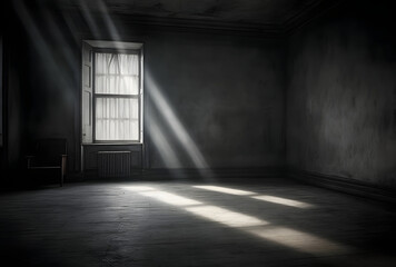 Poster - Dark concrete empty room. Modern architecture design. Dark Concrete Wall Architecture