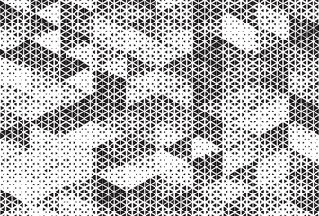 Wall Mural - Abstract triangular halftone texture vector geometric Background. Halftone triangles retro grunge pattern. Minimal 80s style dynamic structure wallpaper