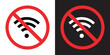 No Wifi icon vector. No internet signal sign symbol in trendy flat style. Wifi network is not available vector icon illustration isolated on white and black background