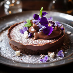 Wall Mural - a chocolate cake with flowers on top